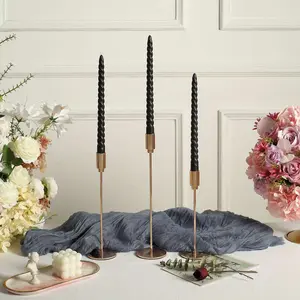 12-Pack Taper Candles 11" Spiral Long Burn Wick Design Black - Premium Unscented Wax Dinner Candle Sticks