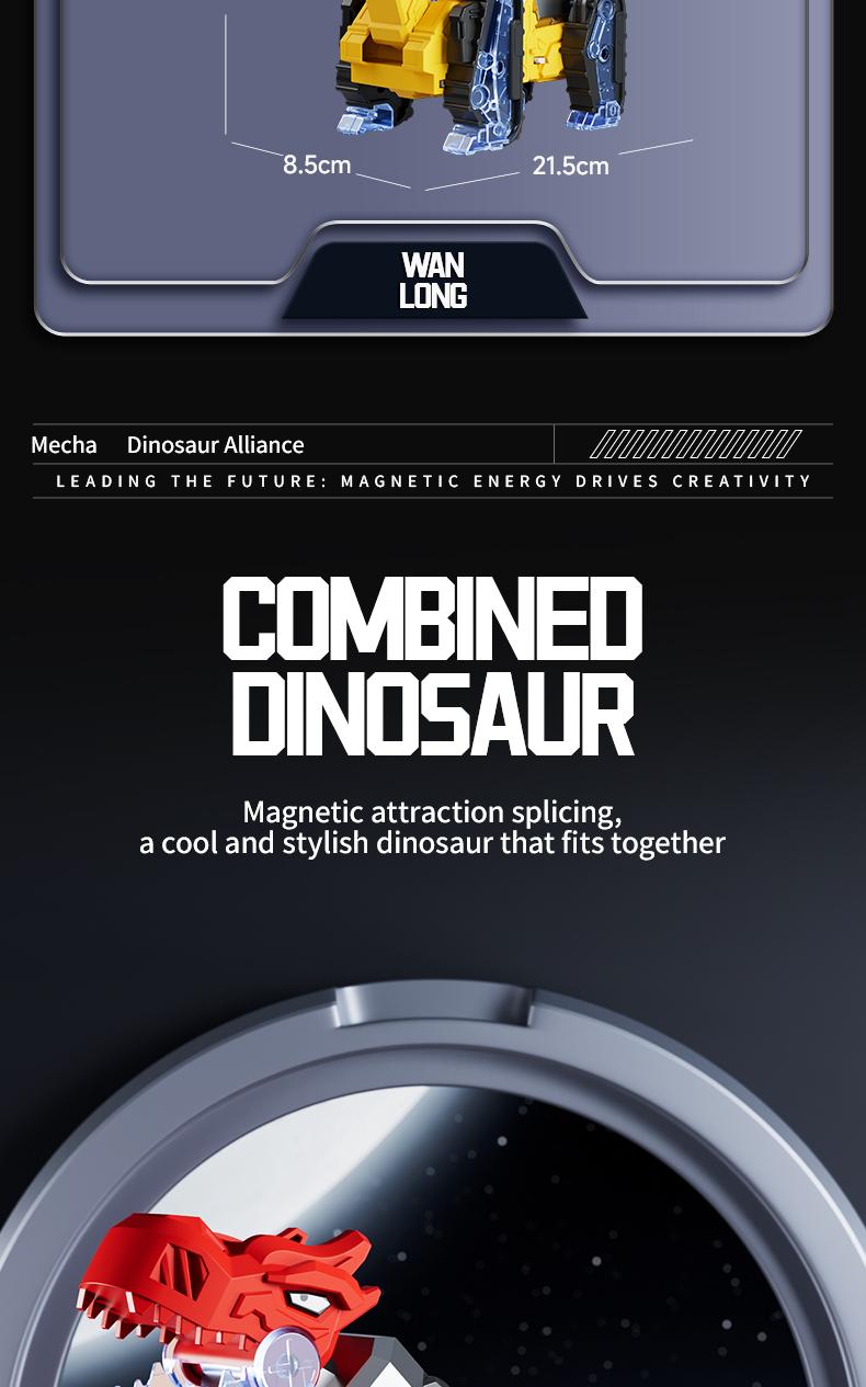 【The best Valentines gift】Exchange Gift Cool STEM Toy Perfect Gift for Toddlers 6-in-1 Magnetic Dinosaur Transformer Car | Auto Collision to Dragon & Unicorn! Build-Your-Own Design for Fun