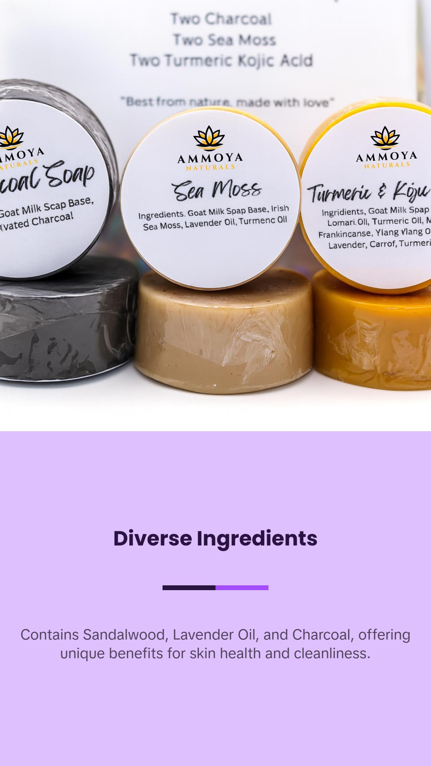 6 Piece Sample Soap Pack Skincare Face and Body Soap
