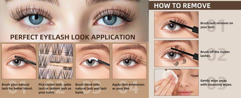 Lash Clusters 144 Pcs Natural Cluster Lashes Invisible Band Manga Lashes Super Thin Band Reusable Soft & Comfortable Lash Clusters 144 Pcs Natural Cluster Lashes Invisible Band Manga Lashes Super Thin Band Reusable Soft & Comfortable