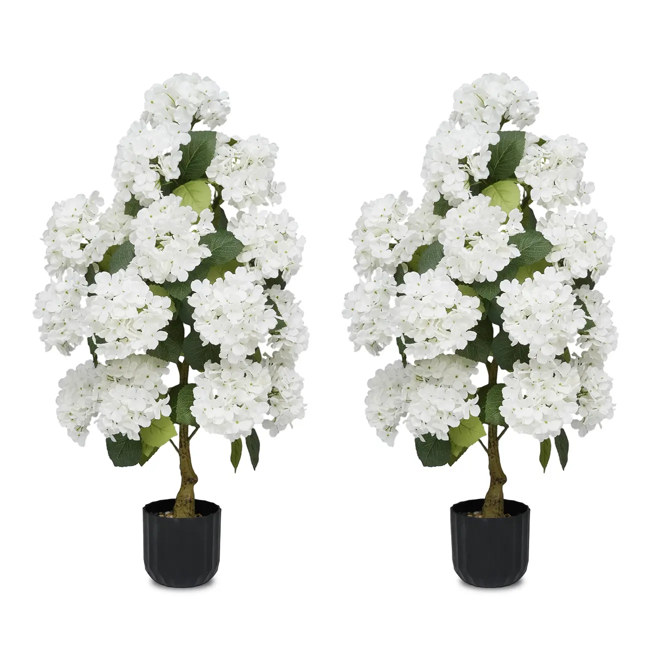 2 Pcs 3ft Artificial Hydrangea Flower Pot, Realistic Silk Hydrangea Flower Tree with Decorative Pebbles and Planter, Suitable for Home, Office, Patio, Porch, Indoor and Outdoor Decoration,dorm decor,dorm room decor