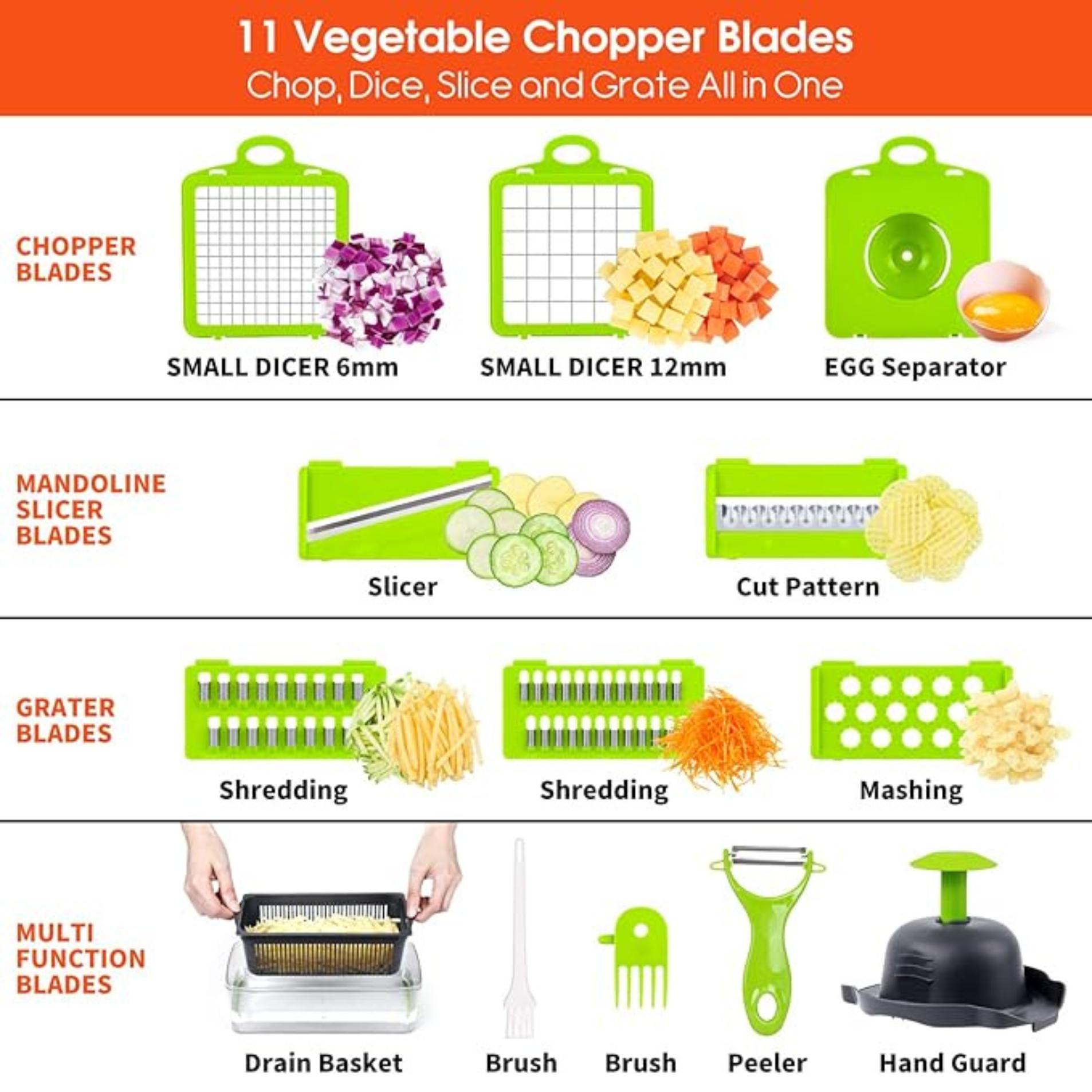 Vegetable Chopper, Pro Onion Chopper, 14 in 1Multifunctional Food Chopper, Kitchen Vegetable Slicer Dicer Cutter,Veggie Chopper With 8 Blades,Carrot Chopper With Container
