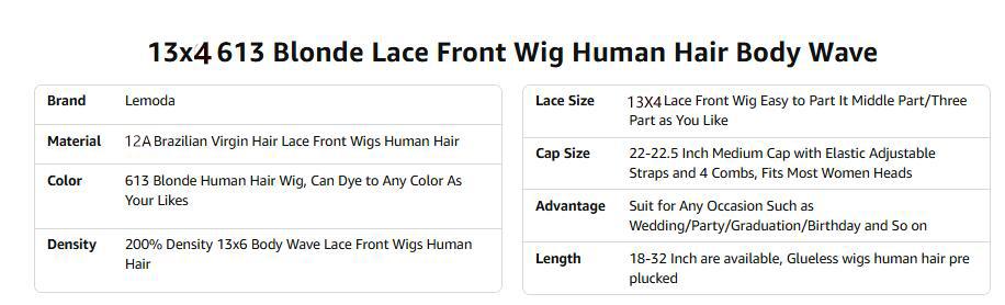 【Lemoda Outlets Sales】Lemoda Outlets Sales Blonde 613 13x4 Body Wave Lace Frontal Human Hair Wigs Outlets Sale 200% Honey Blonde Straight HD Transparent 13x6 Lace Front Wigs Pre Plucked Wigs 【Lemoda Outlets Sales】Lemoda Outlets Sales Blonde 613 13x4 Body Wave Lace Frontal Human Hair Wigs Outlets Sale 200% Honey Blonde Straight HD Transparent 13x6 Lace Front Wigs Pre Plucked Wigs