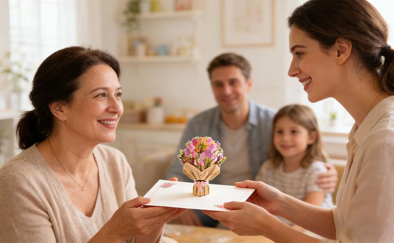 Valentine's Day Card, 3D Pop-Up Card with Flower Bouquet Keepsake Gift, Romantic Valentines Gifts and Flowers 2-in-1 Idea for Valentine, Birthday, Wedding, Anniversary, Easter, Wife Husband, Mom, Women, Him Her, Girlfriend Boyfriend