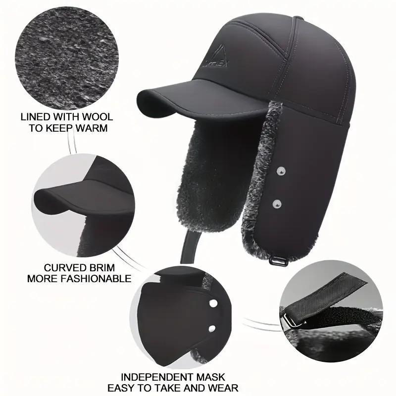 [live]Trapper Hat Style Mask Winter Warm Pilot Style Fur Ear Mask Ski Hunting Windproof Hat for Cold Weather Activities rapper Hat Mask with After-Sales Protection