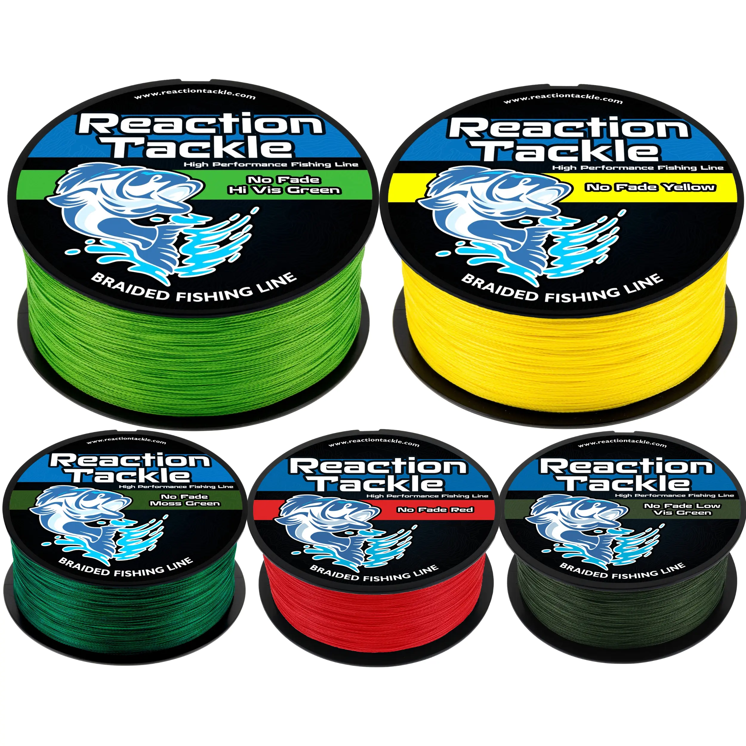 No Fade Braided Fishing Line - Zero Stretch & Ultra Thin - 6lb to 100lb Strength - 150yd to 3000yd Bulk Spools - UHMWPE Fibers - Bass, Trout, Saltwater & Freshwater Braid - Reaction Tackle