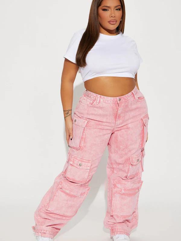 Billie Low Slung Cargo Jeans - Pink