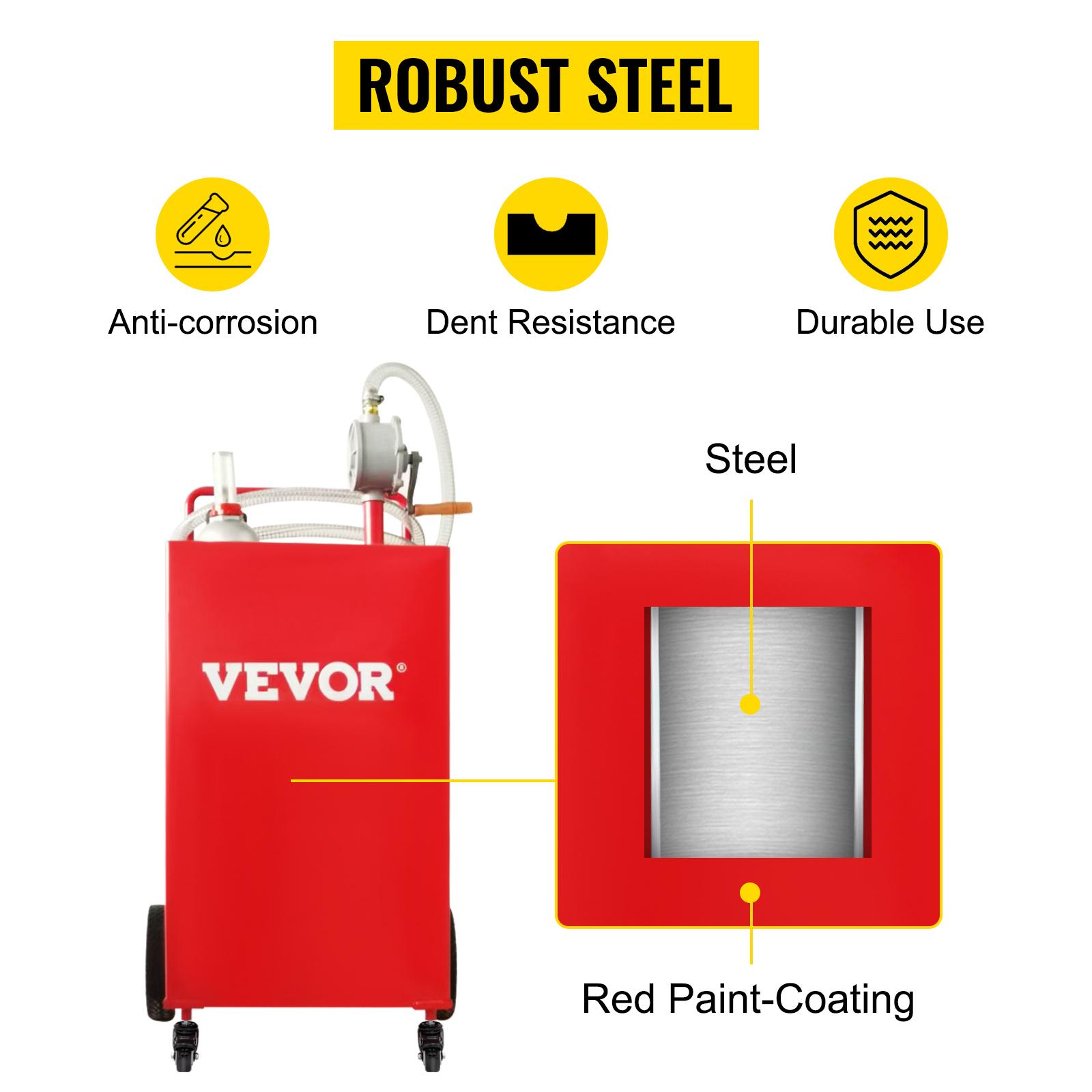【Spotlight Day】VEVOR Fuel Caddy, 35 Gallon, Gas Storage Tank on 4 Wheels, with Manuel Transfer Pump, Gasoline Diesel Fuel Container for Cars, Lawn Mowers, ATVs, Boats, More, Red Bottles Hand 【Spotlight Day】VEVOR Fuel Caddy, 35 Gallon, Gas Storage Tank on 4 Wheels, with Manuel Transfer Pump, Gasoline Diesel Fuel Container for Cars, Lawn Mowers, ATVs, Boats, More, Red Bottles Hand