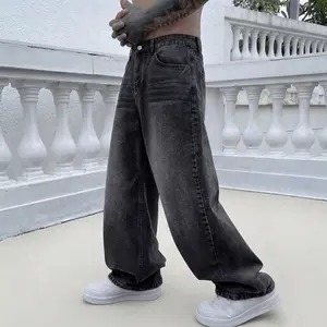 Men’s Loose Wide-Leg Jeans — Casual Straight-Leg Denim Pants, American Vintage Streetwear Dad Jeans, Spring/Summer New Arrival