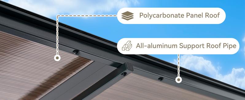 Aoxun 8’x10’ Gazebo Wall Mounted Pergola for Outdoor Patio, Decks, Backyard - Heavy Duty Awnings, Black, Clearance