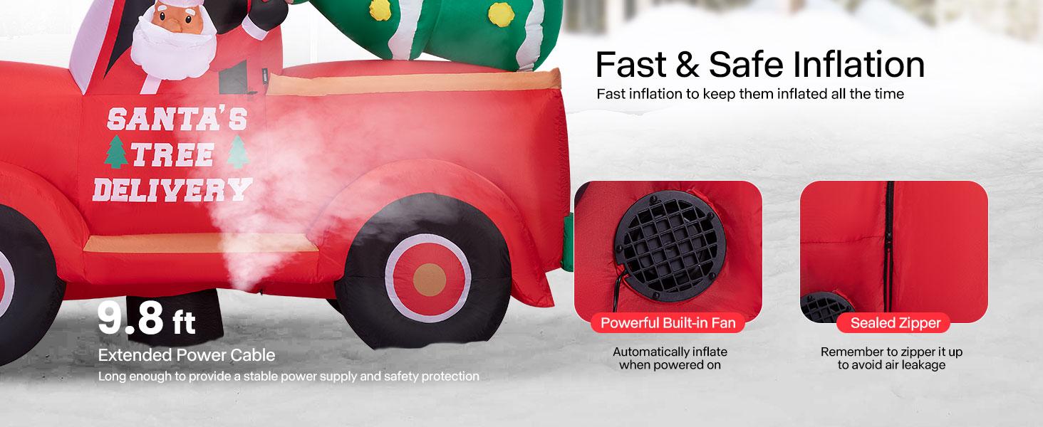 VIVOHOME Christmas Inflatable Outdoor Decoration, Santa on Green Sleigh, Santa and Christmas Tree, Navidad Blow Up Yard Decor with Built-in LED Light for Lawn, Garden, Party Ornament Water Proof VIVOHOME Christmas Inflatable Outdoor Decoration, Santa on Green Sleigh, Santa and Christmas Tree, Navidad Blow Up Yard Decor with Built-in LED Light for Lawn, Garden, Party Ornament Water Proof