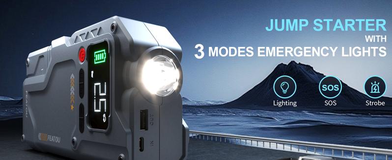 Jump Starter with Air Compressor, 5 in 1 Functional Jump Box 4500A Peak Power Pack with 150PSI Digital Tire Inflator, Portable Car Charger Jumper for 8.5L Gas or 7.0L Diesel