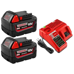 2 Pack Replace for Milwaukee M18 Battery 9.0Ah and Charger Combo,Compatible with Milwaukee M18 Cordless Power Tools 18V Lithium Battery 48-11-1850 48-11-1840 48-11-1860