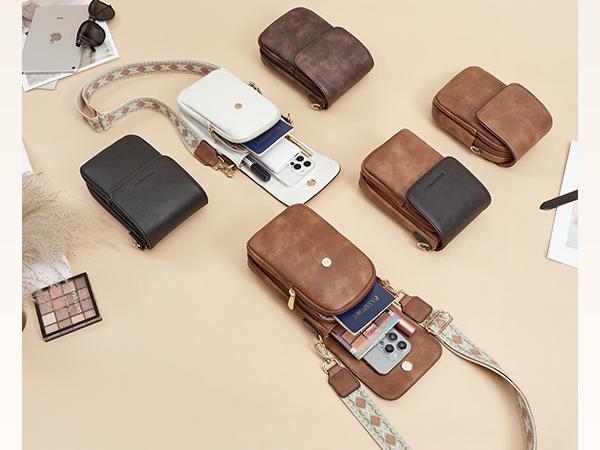 BOSTANTEN Cell Phone Purse Small Crossbody Bags for Women Leather Handbags Phone Wallet with Card Slots Adjustable Strap