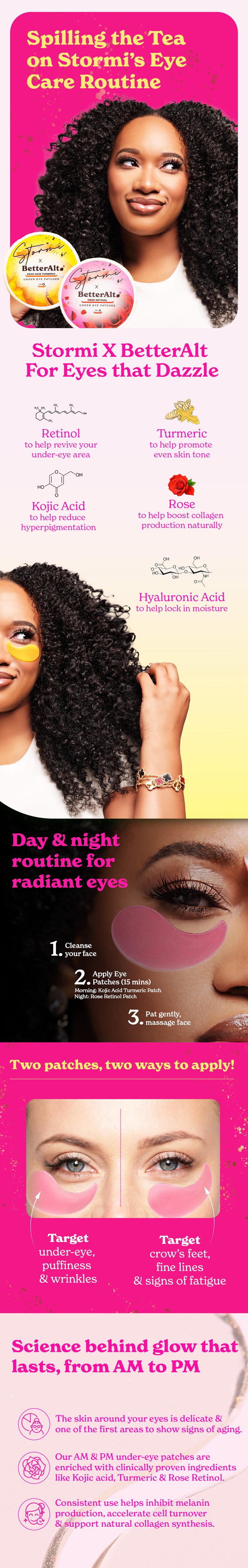 Stormi x BetterAlt AM/PM Under-eye Patches | Retinol, Rose & Turmeric for Hydration & Glow | 14 Pairs