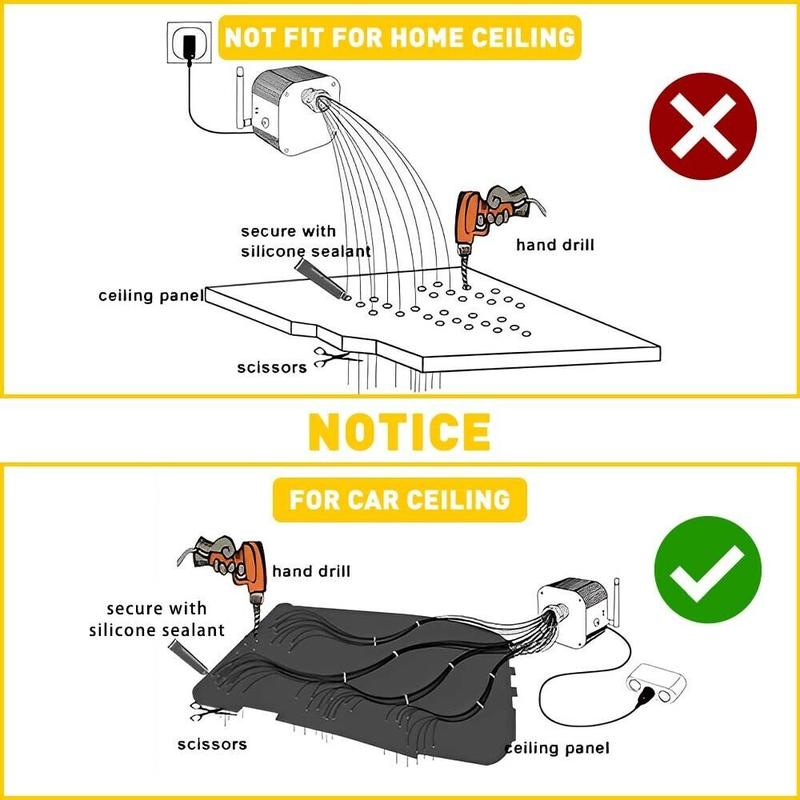 1000/500pcs Deluxe Meteor Shower Lighting Kit Fiber Optic Star Ceiling for Car Home with APP & 24 Key Remote Control RGBW LED Twinkle Music Mode