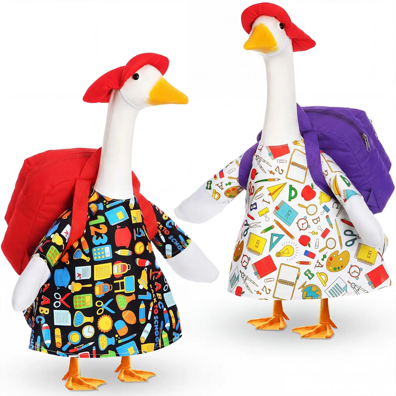 Back to School Porch Goose Outfit with School Bag for 23'' Plastic/Cement Goose Statue First Day of School Yard Goose Outfit Lawn Goose Clothes Goose Costume for Kindergarten Preschool Classroom Management Teachers Gifts Outdoor Yard Garden Porch Decor