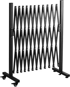 Aluminum Expandable Garden Fence, Portable Barricade Gate with Casters, Expansion Size 126*15.2*40.6 inches, Adjustable Retractable Fence Mobile Barricade Safety Barrier