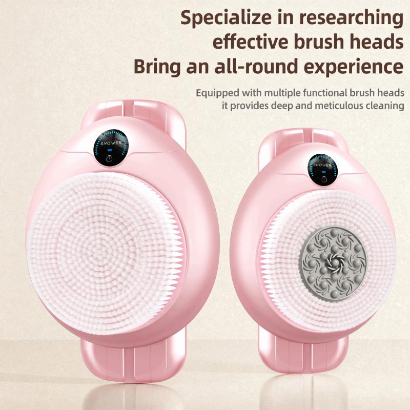 LIVEFULL Smart Wall Mounted Exfoliating Brush,Smart Electric Shower Brush for Body - Wall Mounted Back Scrubber with 3 Speeds & 360° Rotation, Rechargeable Exfoliating Brush with Soft Bristles, Hands-Free Deep Cleansing for Men & Women