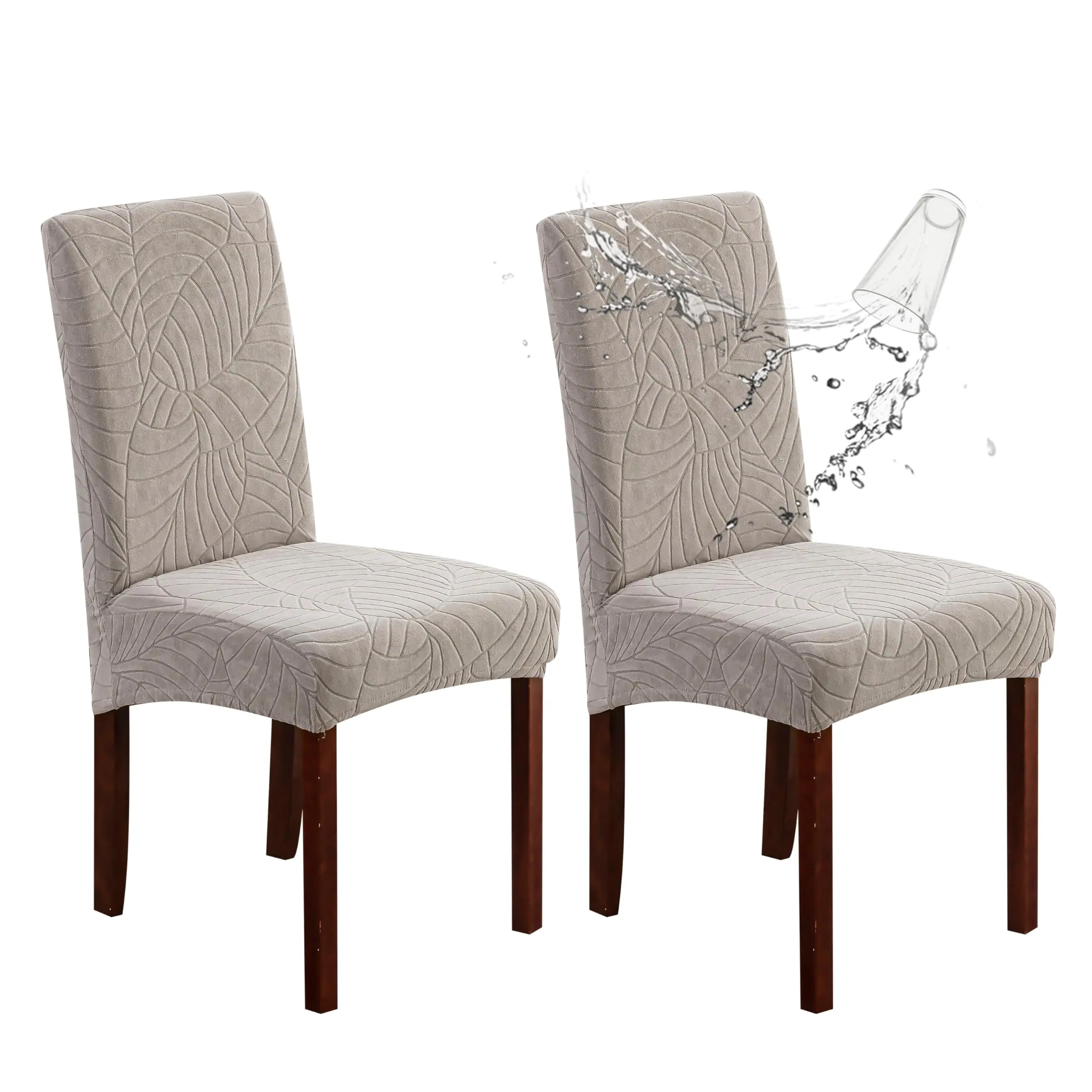 2Pcs/Set Double Waterproof Dining Chair Covers,Stretch Jacquard Leaf Pattern Chair Slipcovers with TPU Backing,Removable Washable Universal Chair Protectors for Dining Room,Hotel,Banquet,Halloween Christmas Gifts,Hand Tools Kits