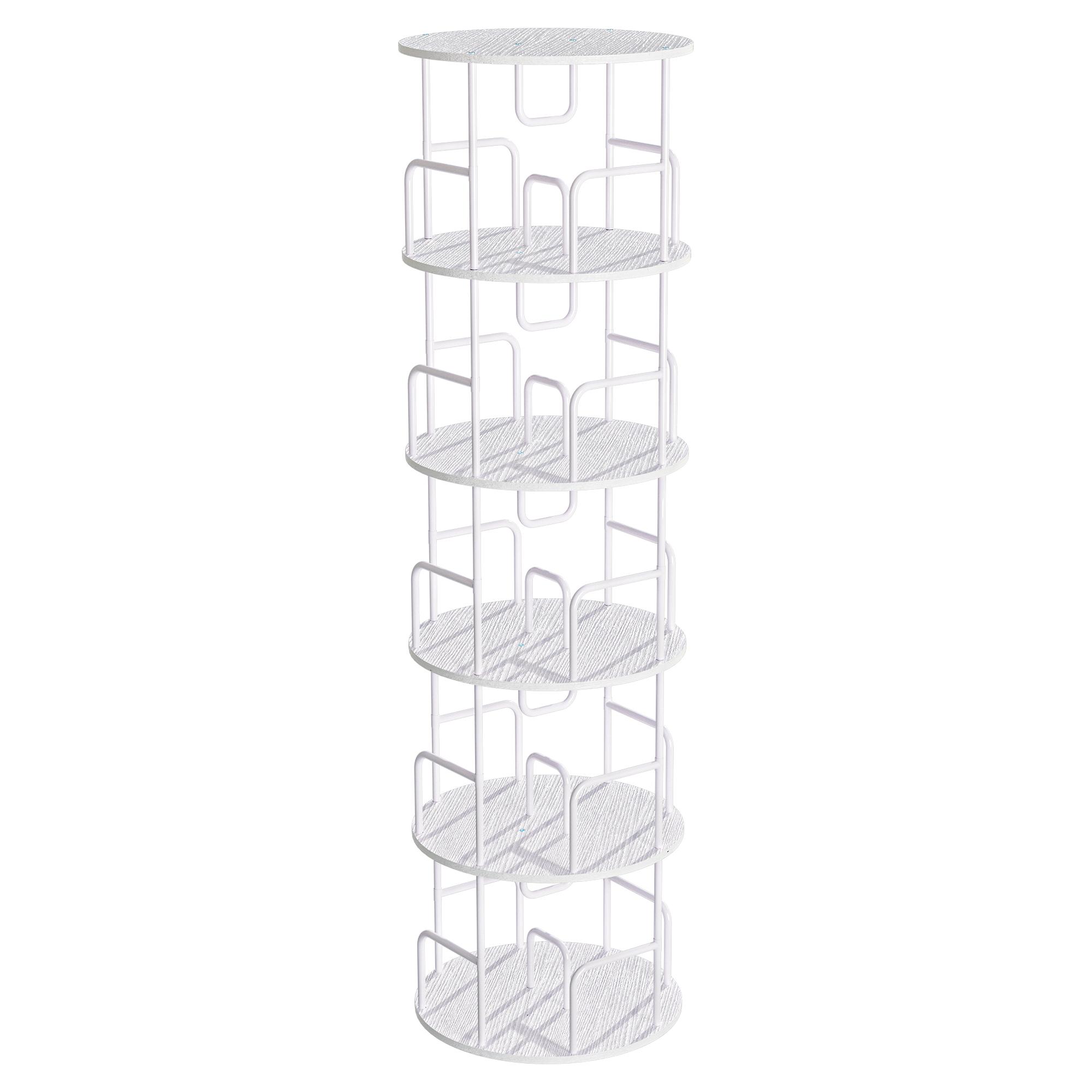 5 Tier Rotating Bookshelf, 360 ° Display Stackable Spinning Bookshelf Tower, Corner Bookshelf Tall Floor Standing Swivel Bookcase Narrow Storage Organizer for Bedroom, Living Room