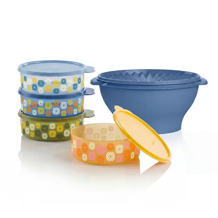 Tupperware Servalier Salad Set | Serving Bowls | 5‑Piece Set with 17 cup large bowl & 3 cup small bowls