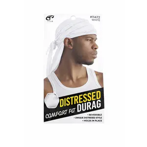 Titan Distressed Comfort Fit Durag White #11472
