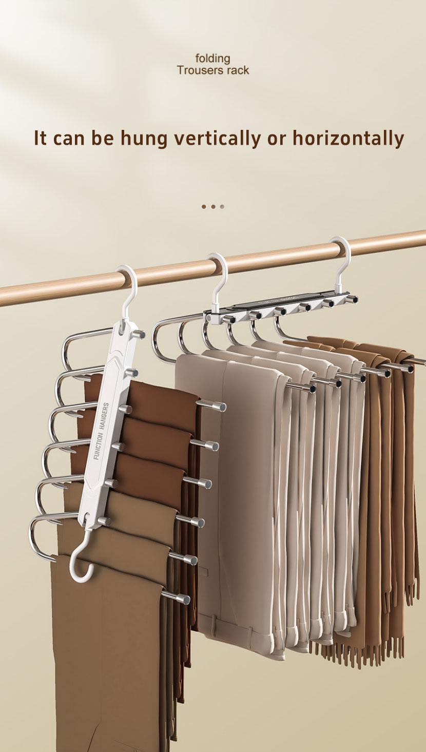 6 Layer Pants Hanger Space Saving Closet Organizer with 65mm Wide Spacing, Anti-Slip Multifunctional Pants Rack for Jeans Trousers Wardrobe 6 Layer Pants Hanger Space Saving Closet Organizer with 65mm Wide Spacing, Anti-Slip Multifunctional Pants Rack for Jeans Trousers Wardrobe
