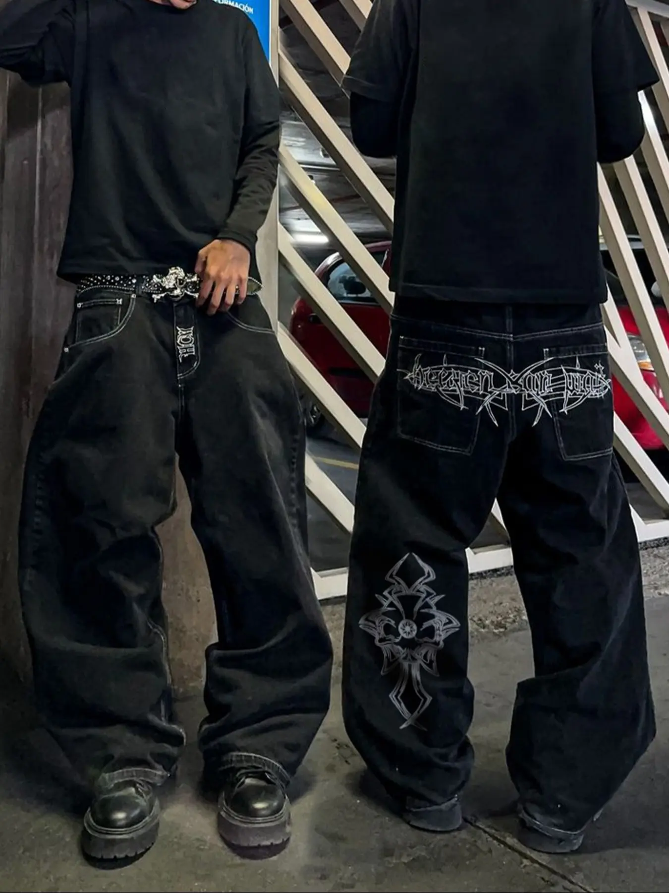 Men's Loose Washed Denim Jeans, Casual Embroidered Jeans, Versatile All-Season Fashionable Denim Trousers, Casual Jeans, Denim Pants, Menswear