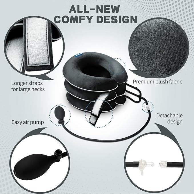Inflatable Neck Stretcher & Cervical Traction Device – 1 Pack Neck Pain Relief, Facial Roller easter baskets , Adjustable Inflatable Neck Brace with Pump Portable Home Use,Physical Therapy Alternative for Desk Job Neck Shoulder Relaxer Neck Care Stick