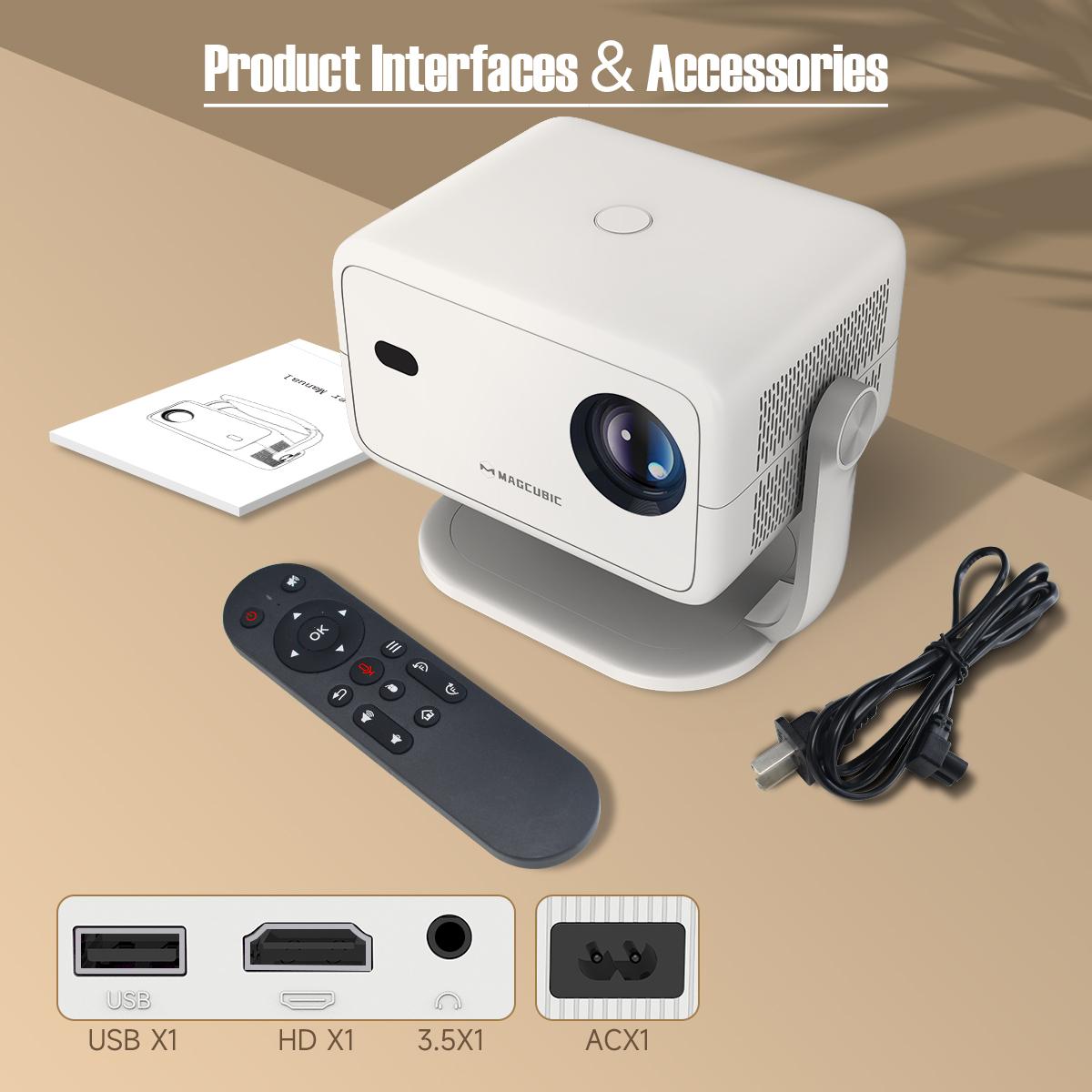 Magcubic L018 Auto Focus Projector 650ANSI Google Assistant 8K Videosource Supported Native 1080P Wifi6 BT5.2 Built-in HiFi Speaker Allwinner H726 Fully Auto Keystone Correction Portable Movie Outdoor Airmouse Intelligent