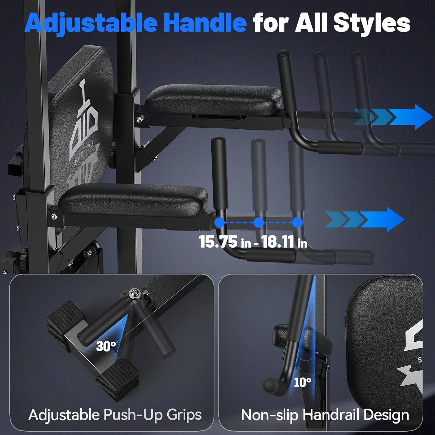 Sportsroyals Power Tower Pull Up Bar Station, 450LBS Stable Pull Up Dip Station for Home Gym Strength Training Equipment #SpringStatements