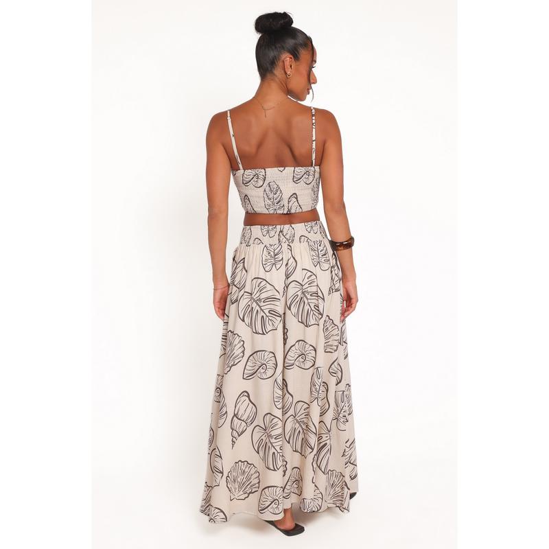 Kristy Maxi Skirt Set - Cream Shells