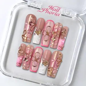 NailPhoria LUMI FLUTTER - Handmade Press-On Nails | Reusable, Salon-Quality, Long-Lasting, Glossy Design
