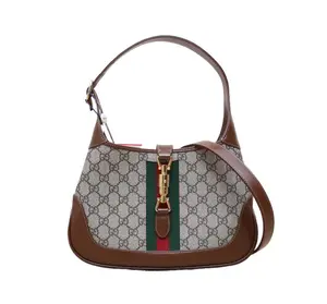 Pre-owned pvc Shoulder Bags GUCCI Jackie 1961 Small monogram canvas with gold buckle