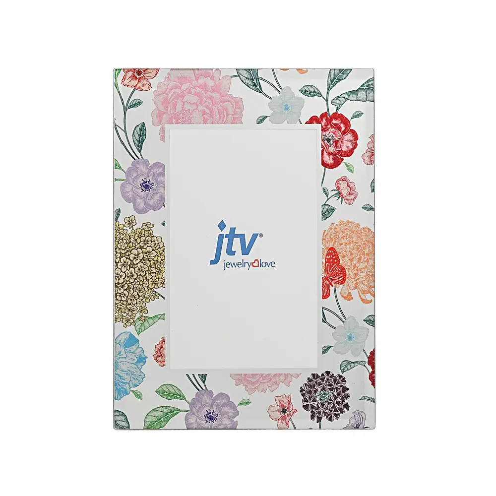JTV Mirrored Panel Photo Frame - 4x6in Spring Garden Print Design, Decorative Picture Frame for Wall, Home Decor Photo Display, Frame Design, Mirrored Panel Frame