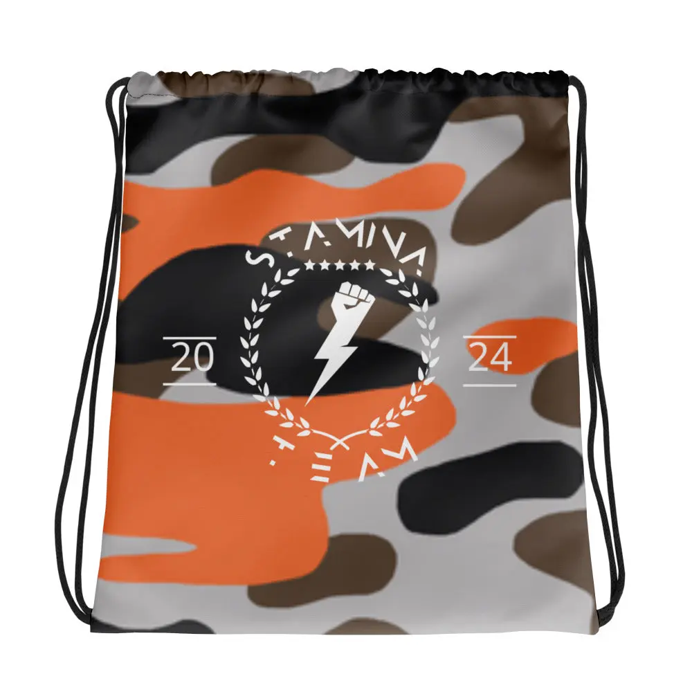 Orange Camo Stamina Drawstring bag
