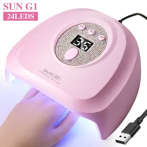 LIMEGIRL 72W UV LED Nail Lamp Light Dryer with 24 Beads, 3 Timer Setting & LCD Touch Display Screen - White/Pink Nail Art Polish