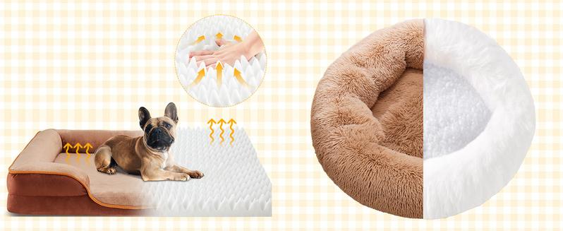 Orthopedic Dog Bed for Large Size Dogs, Supportive Memory Foam Dog Sofa with Washable Removable Cover, Non-Slip Base, Waterproof Pet Couch Bed