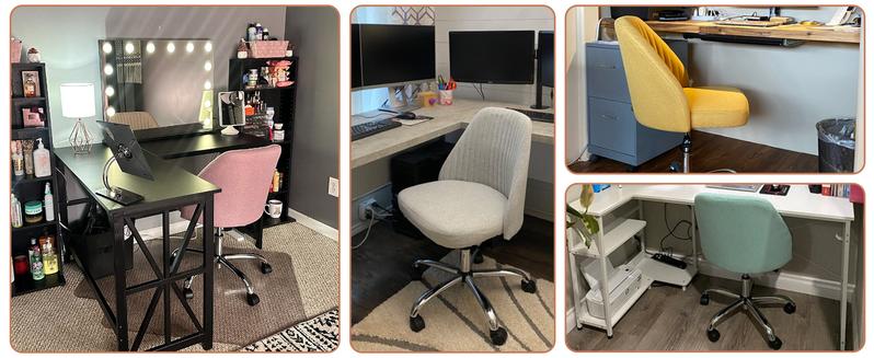 Office Chair , Modern Fabric Home Office Desk Chairs with Wheels Adjustable Swivel Task Computer Vanity Chair for Small Spaces for Christmas Gifts