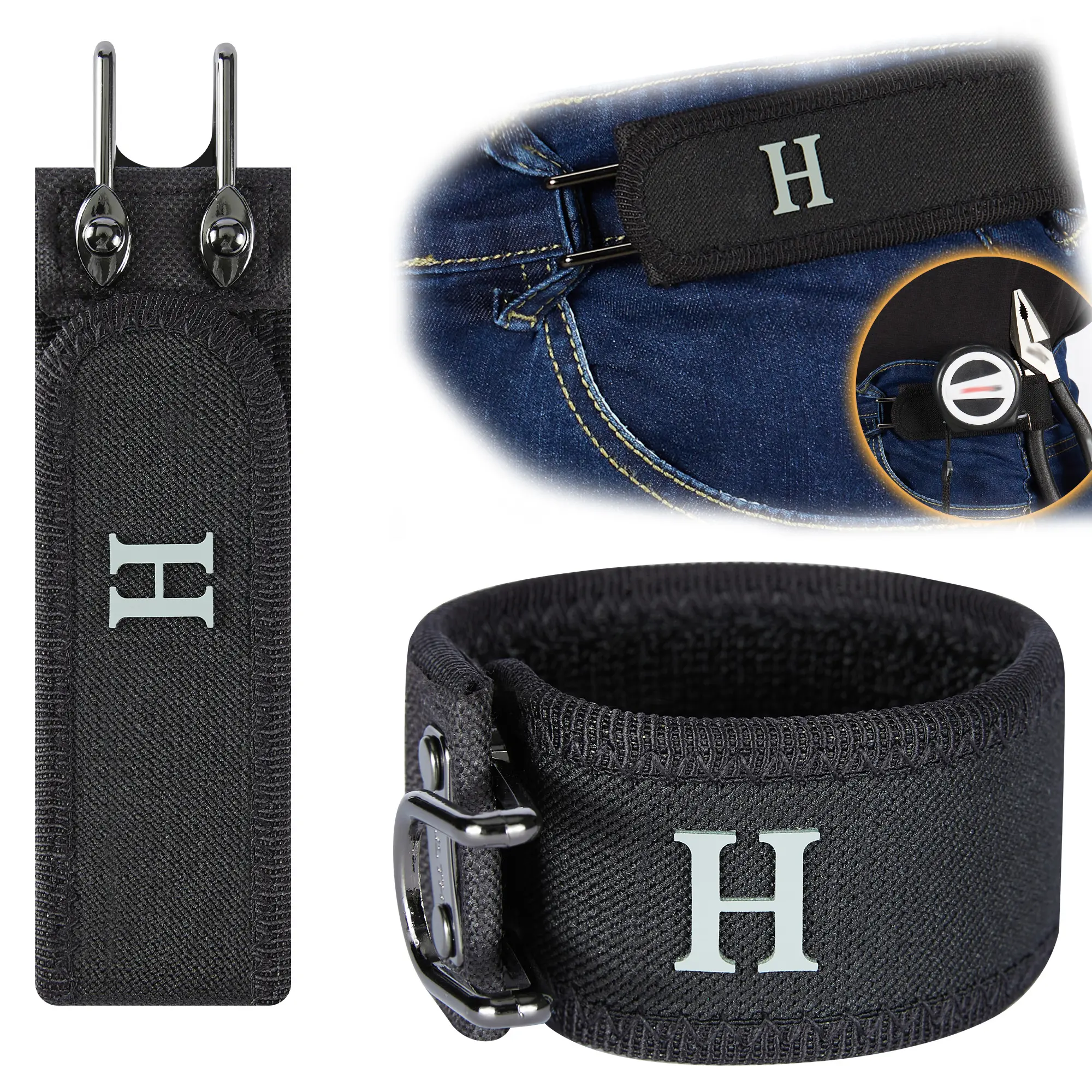 HAILTH Tactical Metal Hook Elastic Belt (Unisex) – Patented No - Buckle Invisible Design | Soft Adjustable Side | Tactical - Grade Elastic Support., Black Belt, Adjustable Buckleless Belt