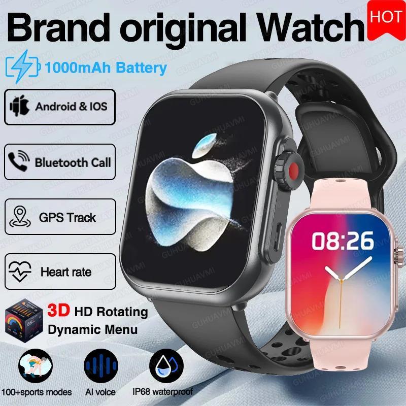 K62APP For IOS Watch Ultra 2 SE 1000mAh Battery GPS AMOLED Display Bluetooth Call Sport Waterproof Smart Watch Men Women Android iOS Compatible Wearable Card Charging Magnetic Screen Wireless Black