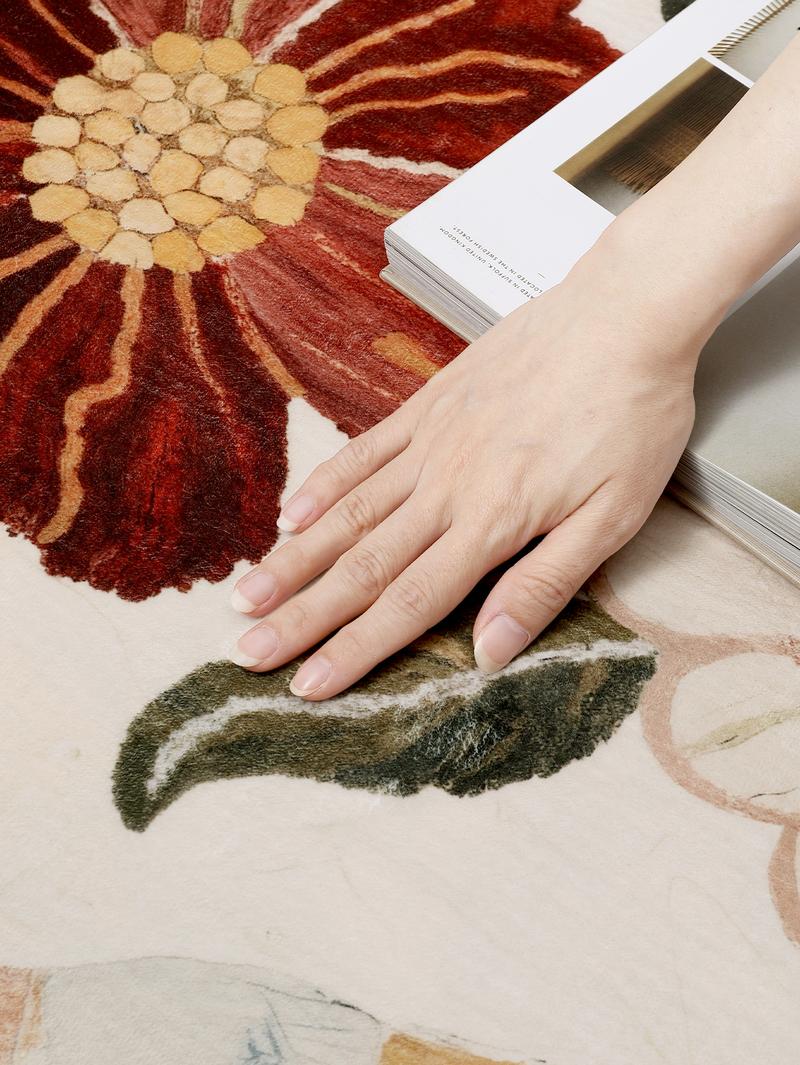 LUMI Trending Flower Patterned Non - slip Cozy Floor Mat, Single Piece, Ideal Decorative Carpet for Home - Living Room, Bedroom, Study. Must - have Vanity Decor & Household Ornament Rug Washable Non-Slip Floral Abstract Plush