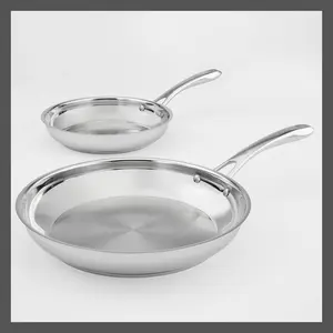 Cuisinart 2PC Stainless Steel Fry Pan Set 500F 3.2QT Silver 10" & 12" Skillet Cuisinart 2PC Stainless Steel Fry Pan Set 500F 3.2QT Silver 10" & 12" Skillet