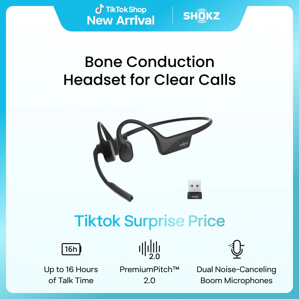 OpenComm2 UC 2025 Upgrade - Open-Ear Wireless Computer Headset with Boom Mic, Bone Conduction Bluetooth Stereo Headphones, USB-A/C Dongle Compatible with PC and Mac, Zoom Certified - C120UC,back to school,back to school haul