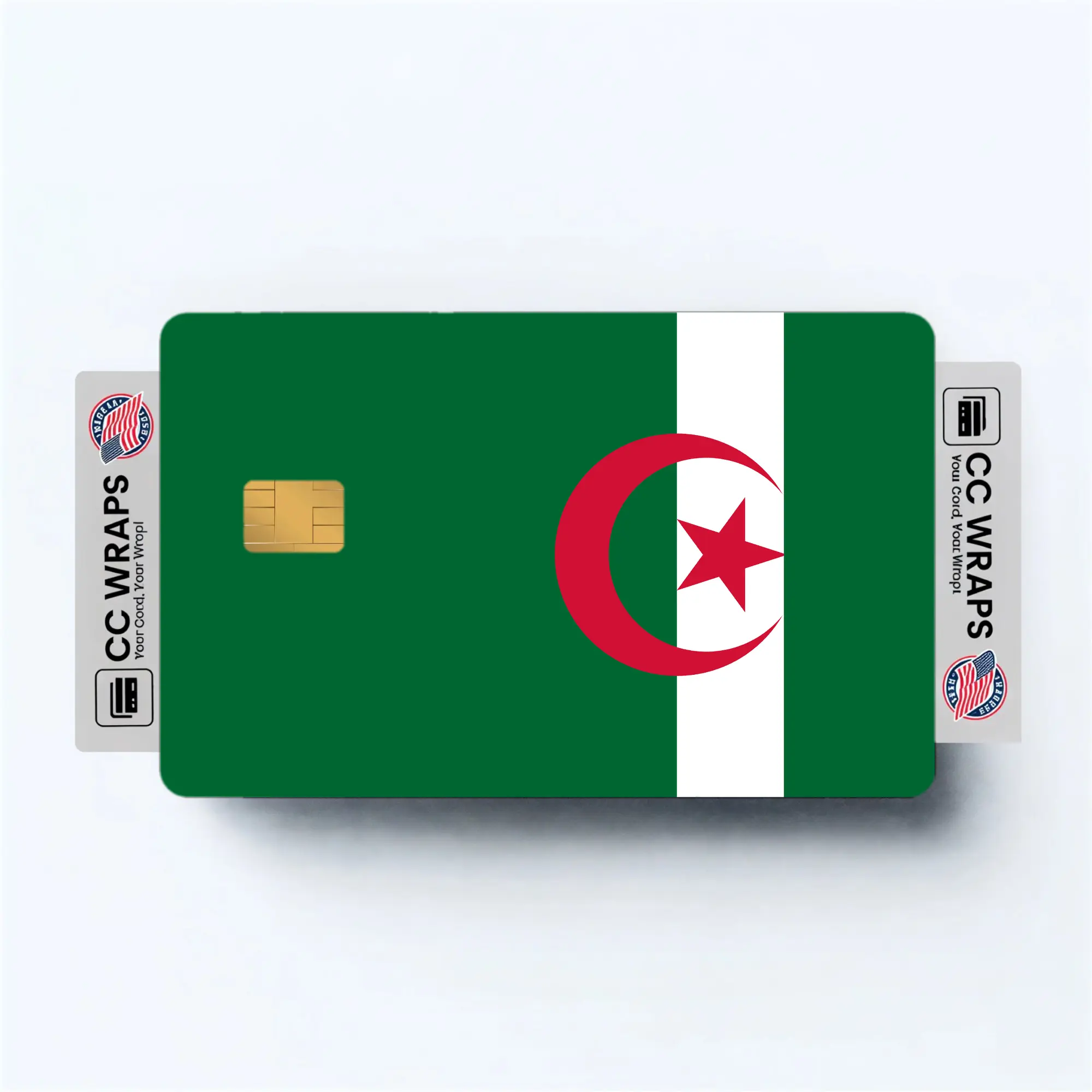 2PK Algeria Flag Credit Card Sticker Skin Vinyl Decal Protector