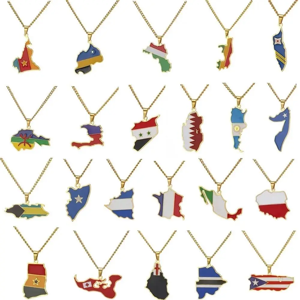 Hot Selling  Custom  Flag Map Pendant Necklaces,Jewelry  Unisex Gift Recommendation