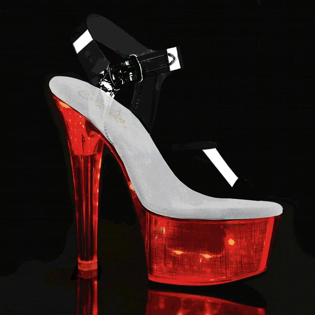 Women's Flashdance-608CH Fashion Platform Heels Sandals - Clear/Silver Hologram Design, High Heel Shoes, Heeled Footwear