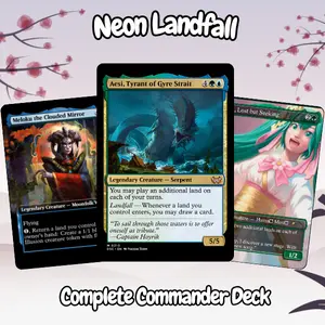 Neon Landfall Commander 100 Card Deck + Tokens | EDH Proxy