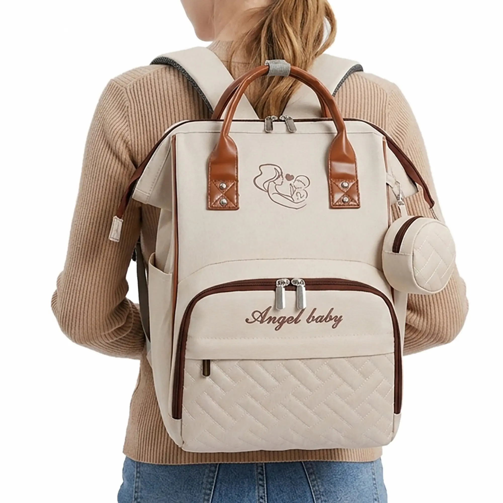 High-Quality Multifunctional Diaper Bag Backpack for Parents, Large Capacity with Detachable Stroller Straps and Multiple Compartments